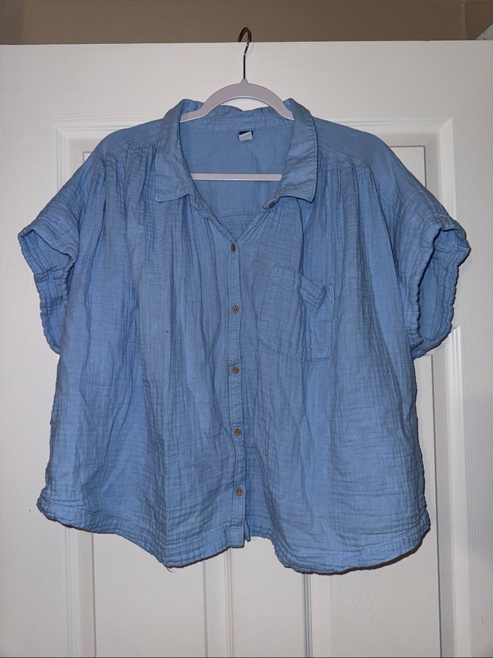 Old Navy Blue Short-Sleeve Button-Down Shirt